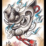 Smiling Samurai Mask - Tattoo Artwork